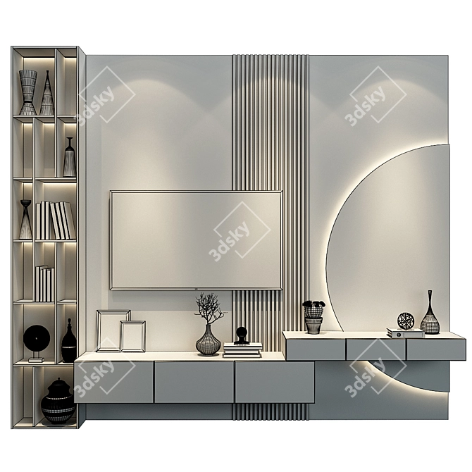 Modern TV Wall Decor Stand 3D model image 2