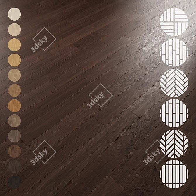 Oak Parquet Flooring Collection 3D model image 1