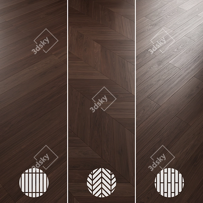 Oak Parquet Flooring Collection 3D model image 5