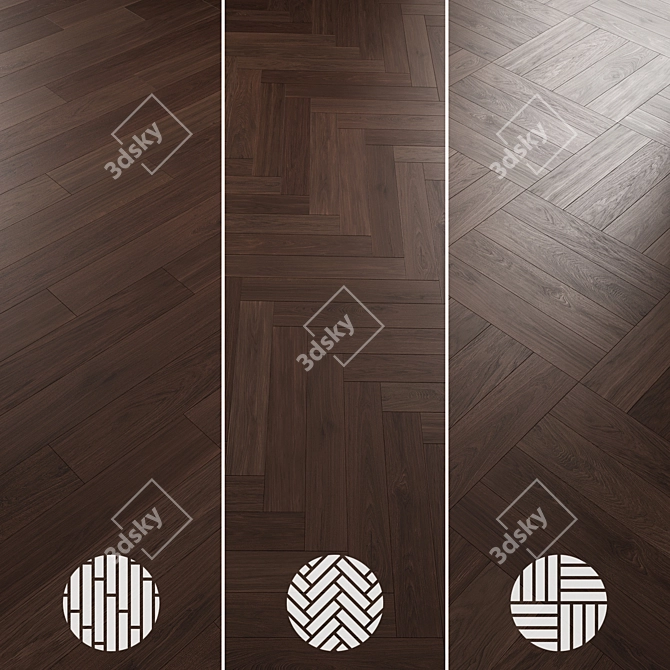 Oak Parquet Flooring Collection 3D model image 6