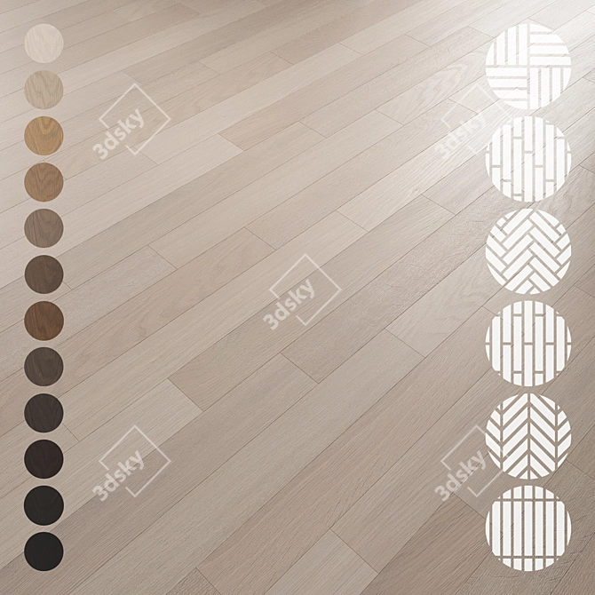 Oak Parquet Flooring Collection 3D model image 1