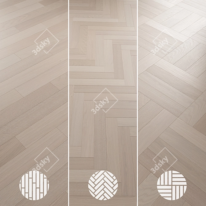 Oak Parquet Flooring Collection 3D model image 5