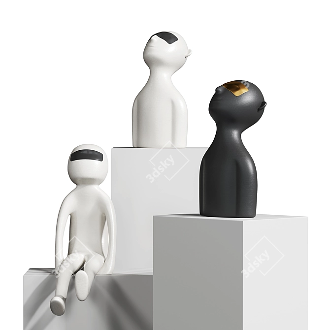 Contemporary Abstract Figure Sculpture Ornaments 3D model image 1