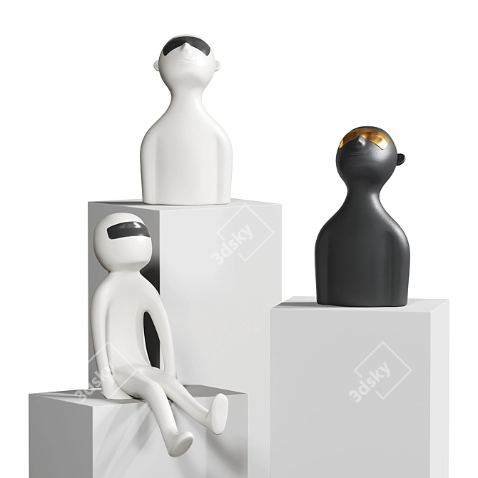 Contemporary Abstract Figure Sculpture Ornaments 3D model image 2