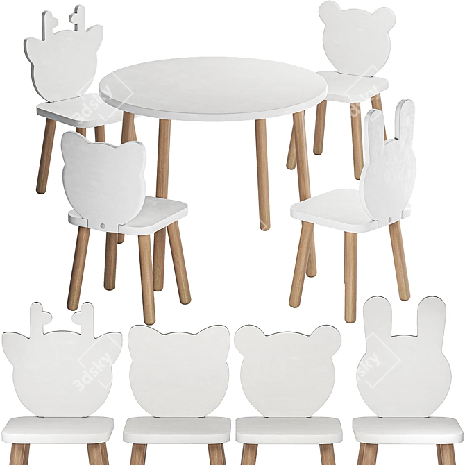 Rume Kids Table Chair Set 3D model image 1