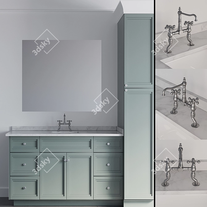 Traditional Bathroom Furniture Ensemble 3D model image 2