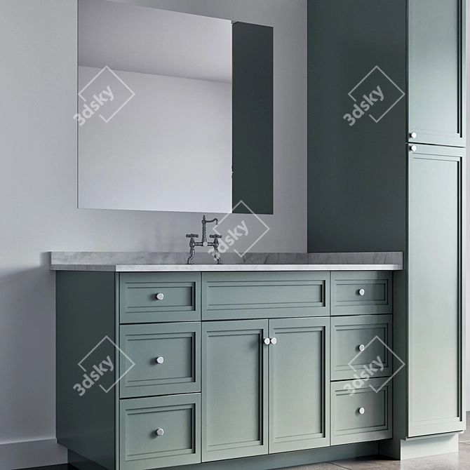 Traditional Bathroom Furniture Ensemble 3D model image 3