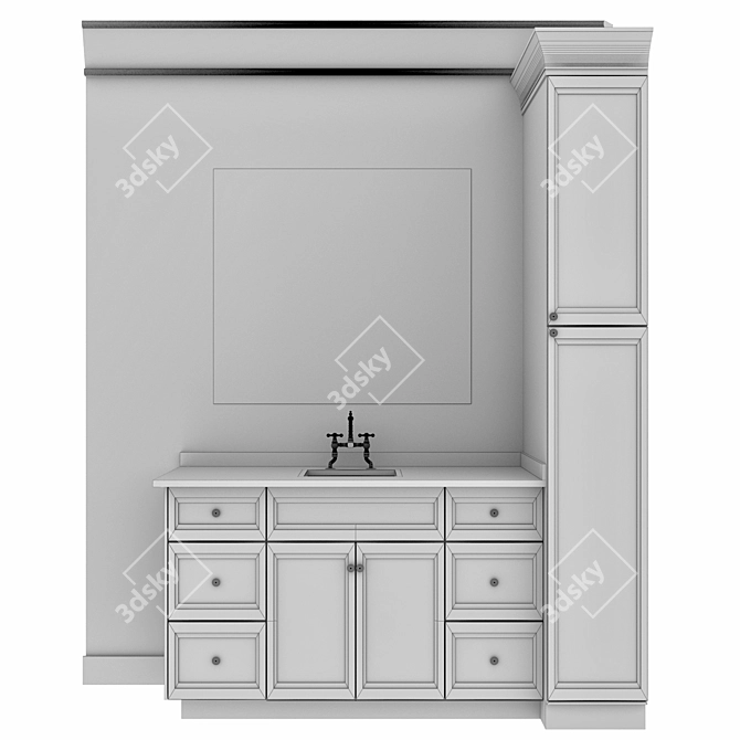 Traditional Bathroom Furniture Ensemble 3D model image 5