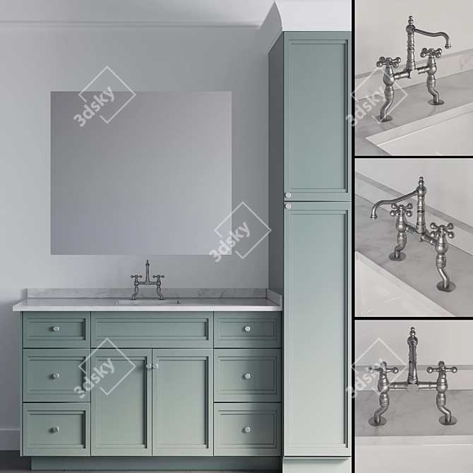 Traditional Bathroom Furniture Ensemble 3D model image 7