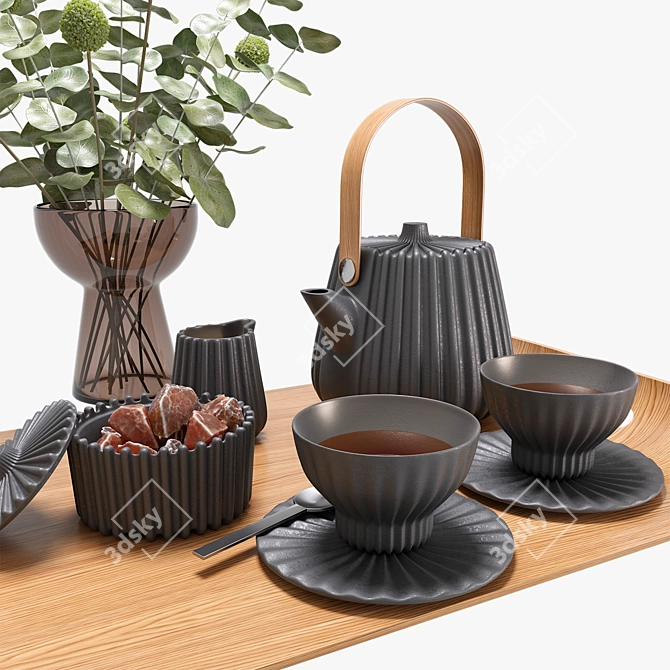 Geometric Tea Set Collection Decor 3D model image 7