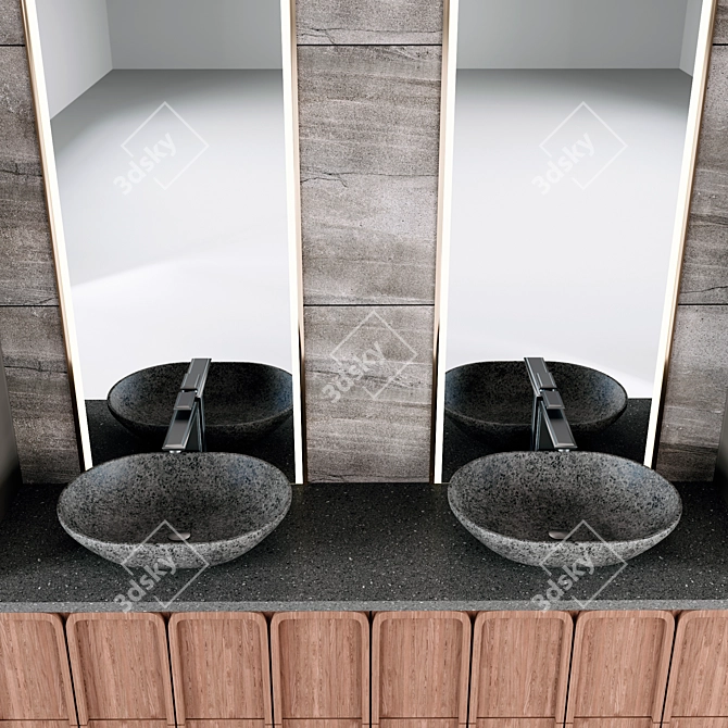 Modern Bathroom Set with Lighting 3D model image 2