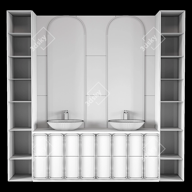 Modern Bathroom Set with Lighting 3D model image 3