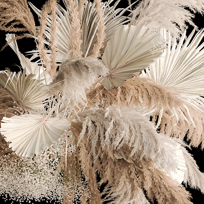 White Pampas Reed Hanging Decor 3D model image 3