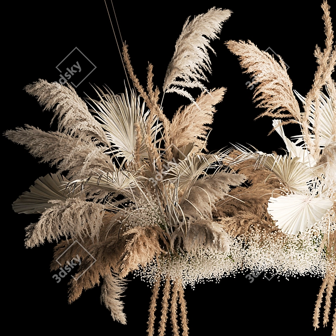 White Pampas Reed Hanging Decor 3D model image 5