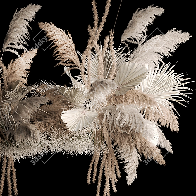 White Pampas Reed Hanging Decor 3D model image 7