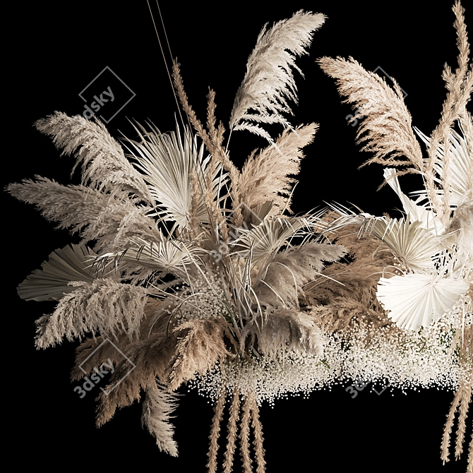 White Pampas Reed Hanging Decor 3D model image 11