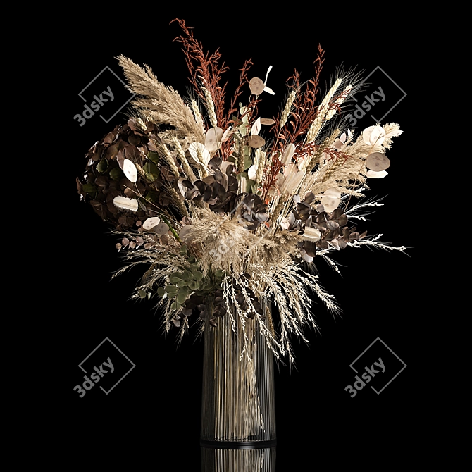 Rustic Elegant Dried Flower Vase 3D model image 1