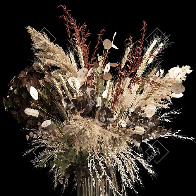 Rustic Elegant Dried Flower Vase 3D model image 2