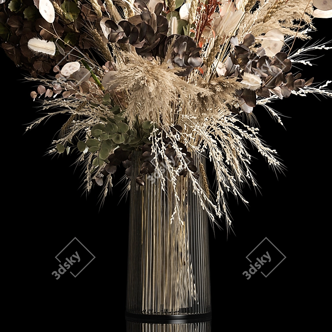 Rustic Elegant Dried Flower Vase 3D model image 6