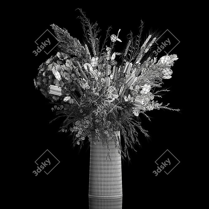 Rustic Elegant Dried Flower Vase 3D model image 7