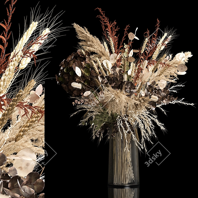 Rustic Elegant Dried Flower Vase 3D model image 8