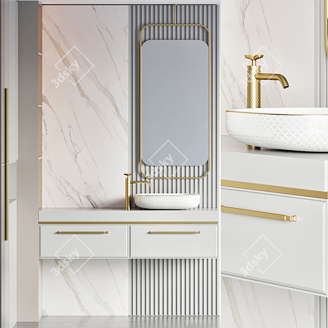 Modern Bathroom Furniture Set [OBJ] 3D model image 2