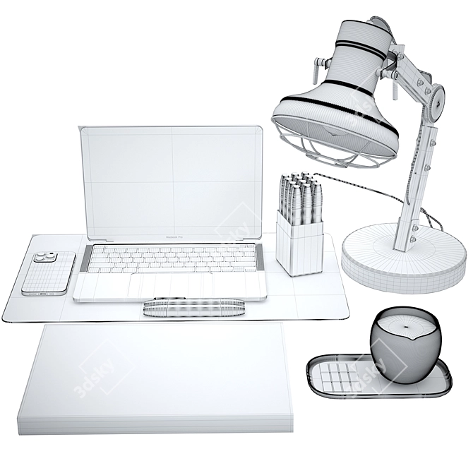 Modern Tech Workspace Set 3D model image 14