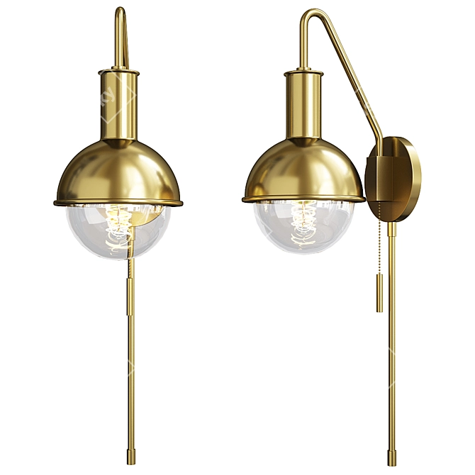 Sleek Metallic Wall Light 3D model image 1