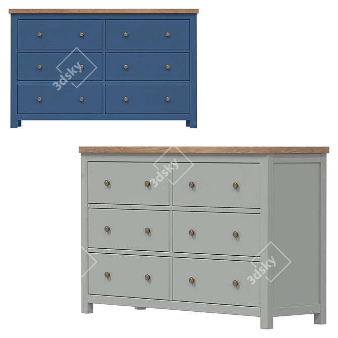 Versatile Jules Verne Six-Drawer Chest 3D model image 3