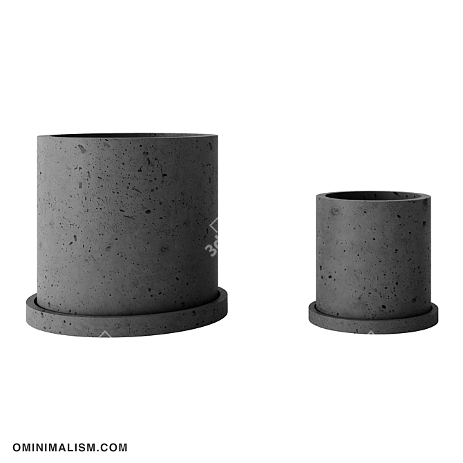 Minimalist Concrete Planters: Various sizes 3D model image 1