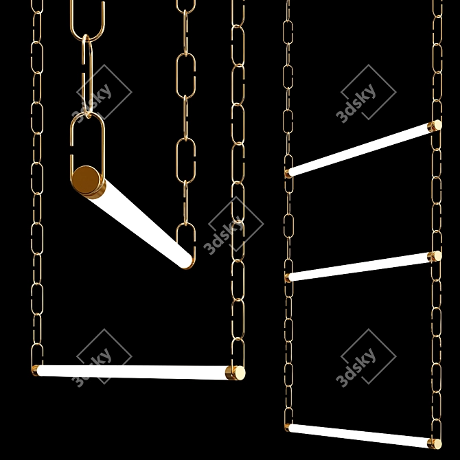 Designer LED Chain Pendant Lamp 3D model image 4