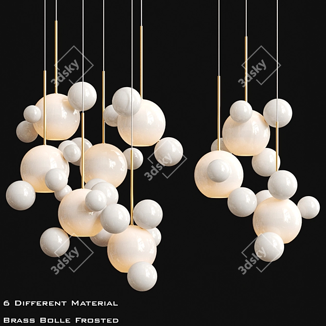 Bolle Metal Glass Pendant Light 3D model image 2