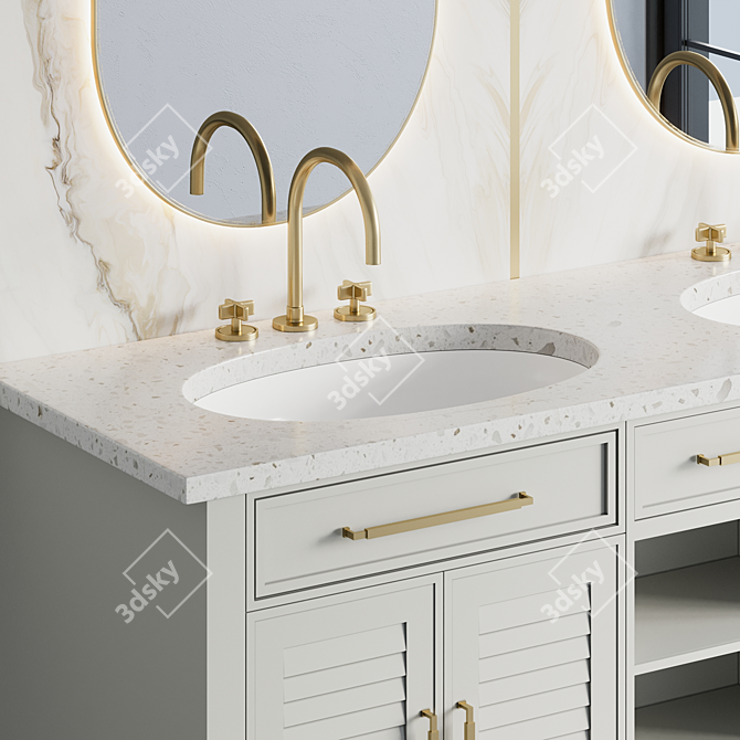 Modern Bathroom Furniture Set 3D model image 2