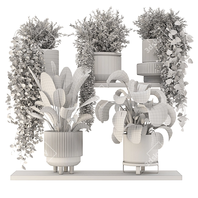 Rusty Concrete Pot Indoor Plants 3D model image 7