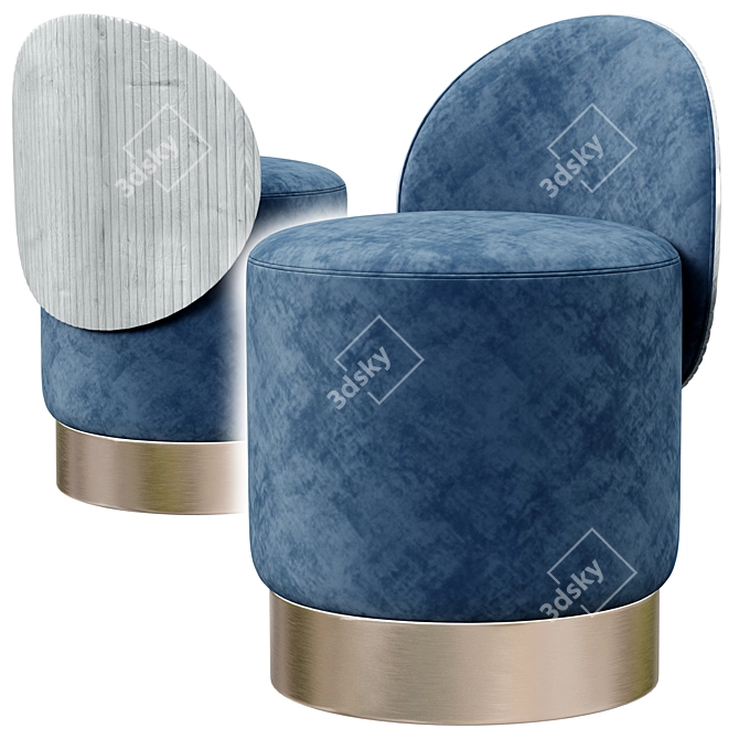 Title: Elegance Upholstered Pouf Low Back 3D model image 1