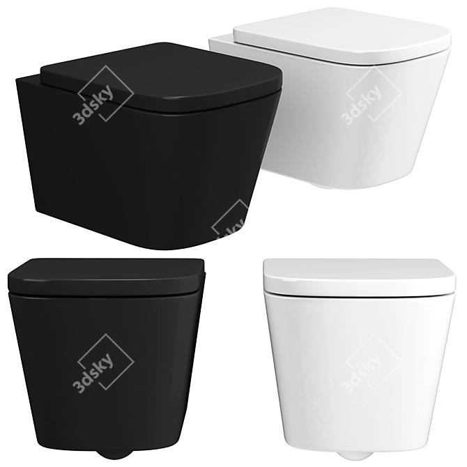 Rimless Wall-Mounted Washdown Toilet 3D model image 1