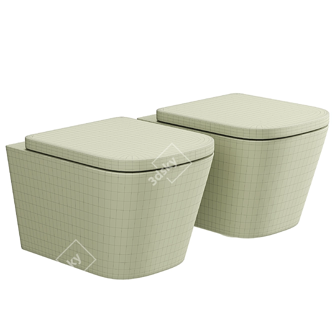 Rimless Wall-Mounted Washdown Toilet 3D model image 2