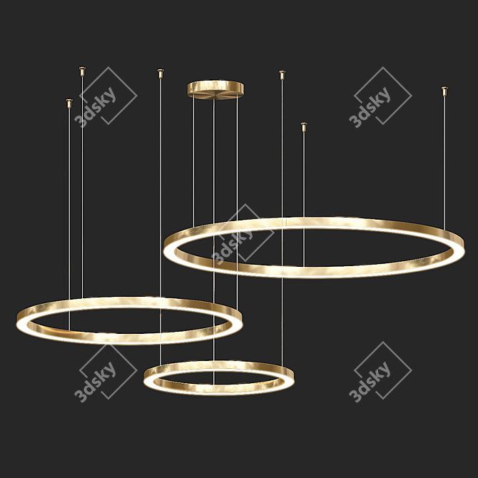 LED Ring Chandelier Brass Finish 3D model image 1