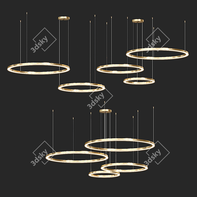 LED Ring Chandelier Brass Finish 3D model image 2