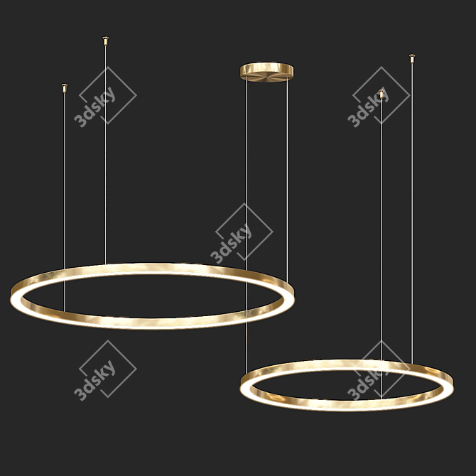 LED Ring Chandelier Brass Finish 3D model image 4