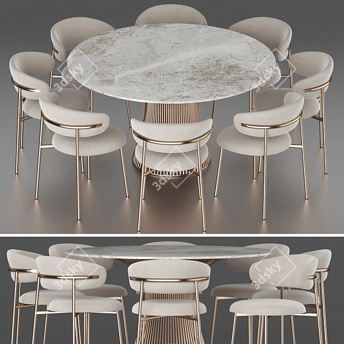 Modern Dining Set with Chairs 3D model image 1