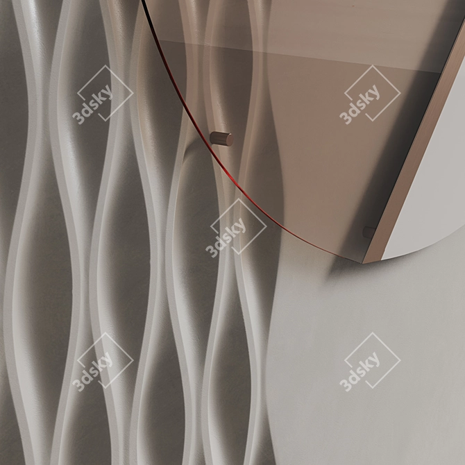 Title: Glass Circular Wave Wall Panel 3D model image 2