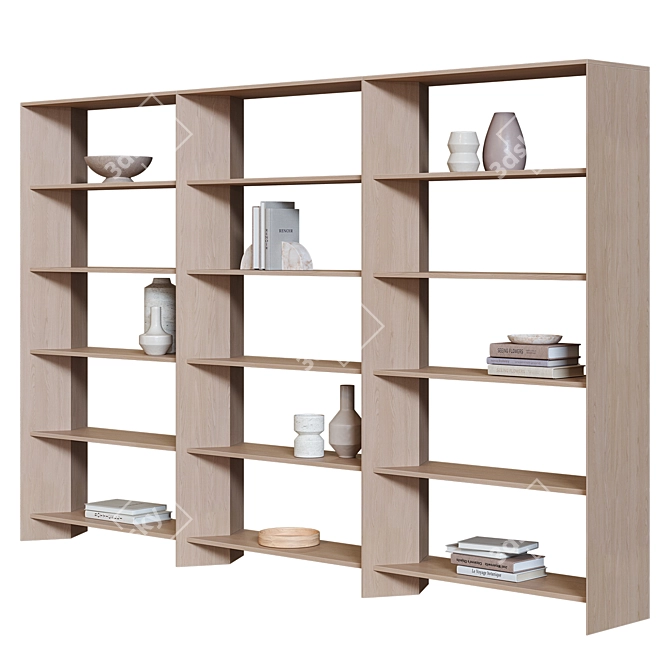 Natural Oak 5-Shelf Bookcase, Crate&Barrel 3D model image 2