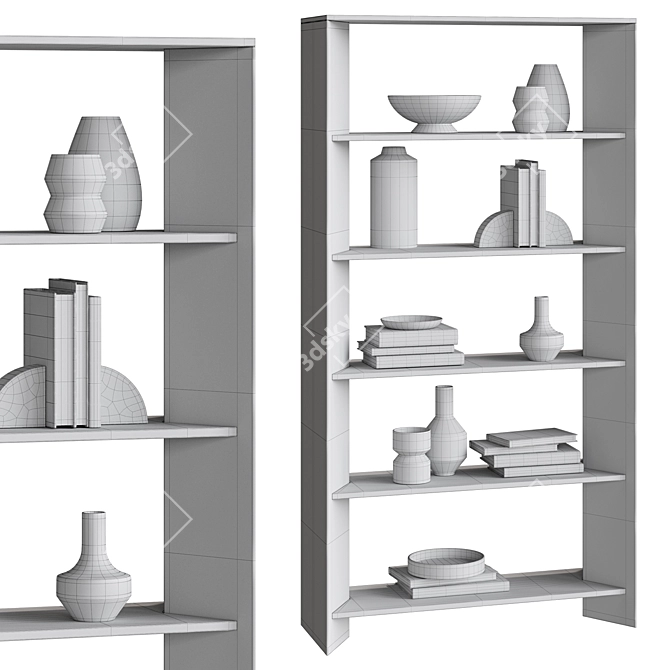 Natural Oak 5-Shelf Bookcase, Crate&Barrel 3D model image 3