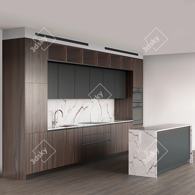 Modular Multimaterial Kitchen 3D model image 1