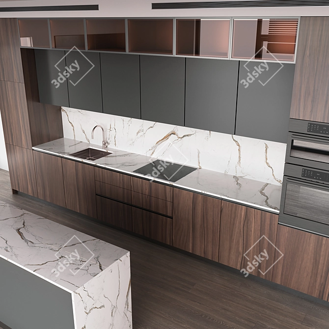 Modular Multimaterial Kitchen 3D model image 3