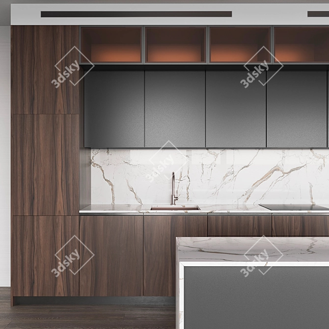 Modular Multimaterial Kitchen 3D model image 4