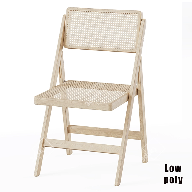 Foldable Rattan Chair 3D model image 4