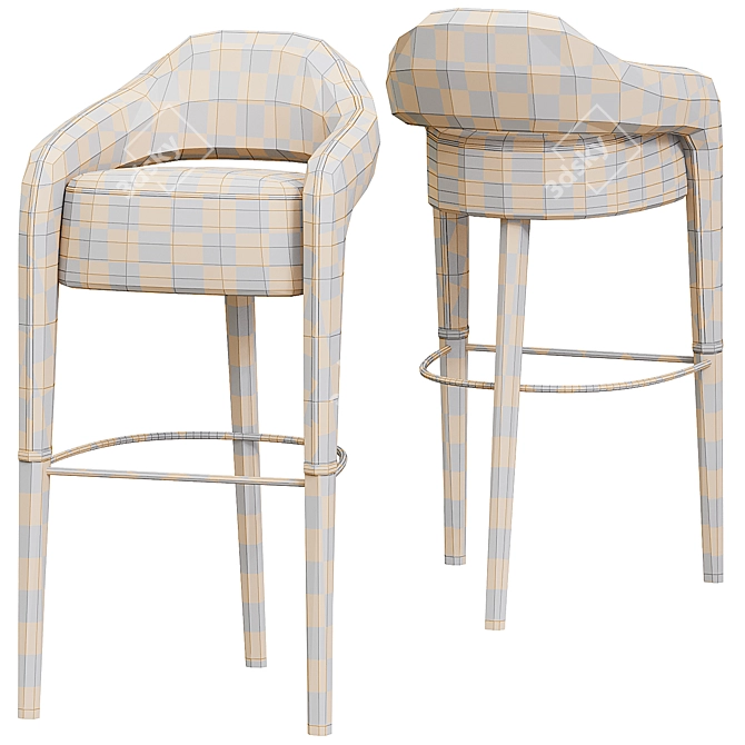 INVICTA Solid Wood Barstool 3D model image 3