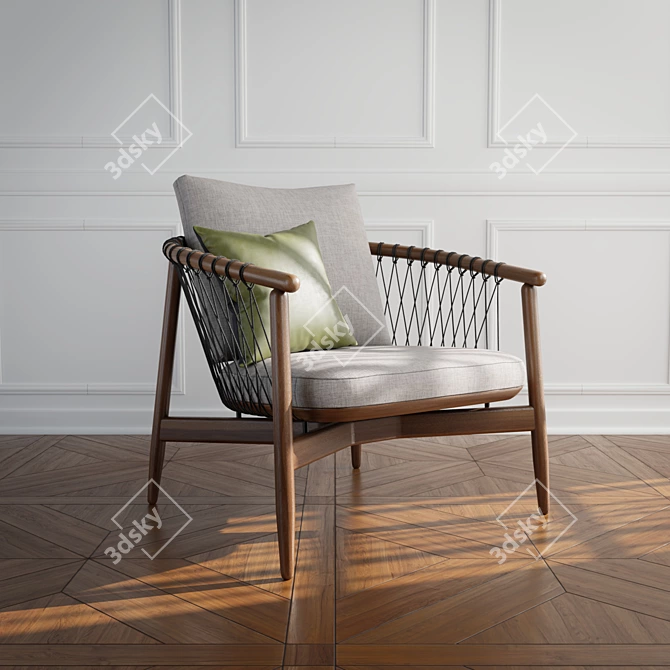 Modern Elegance Crosshatch Lounge Chair 3D model image 2